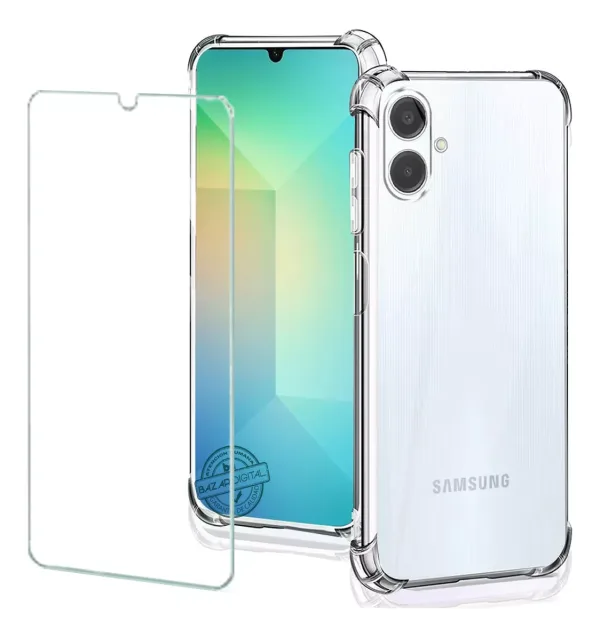 Funda Transparente Para Samsung A06 Protector Reforzada + Vidrio Templado